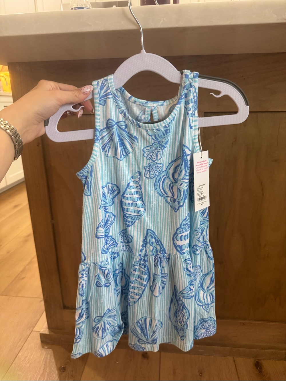Lilly Pulitzer Light Blue Shell Print Casual Girls Dress